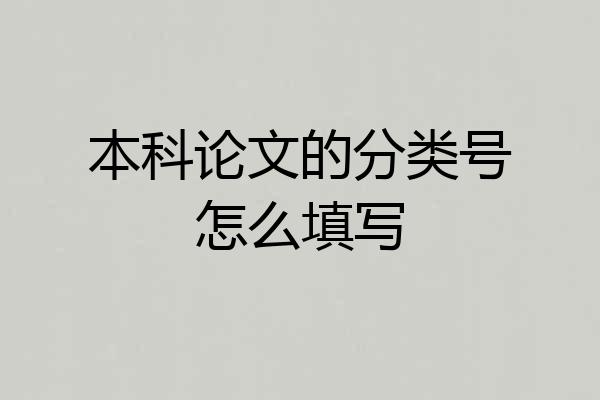 本科论文的分类号怎么填写