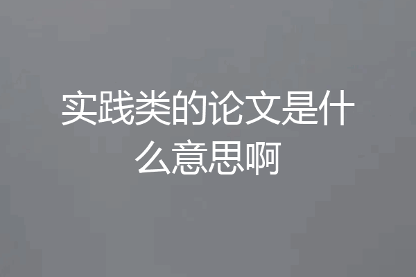 实践类的论文是什么意思啊
