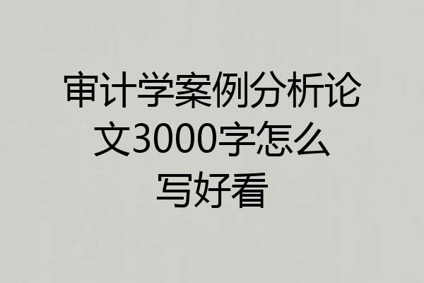 审计学案例分析论文3000字怎么写好看