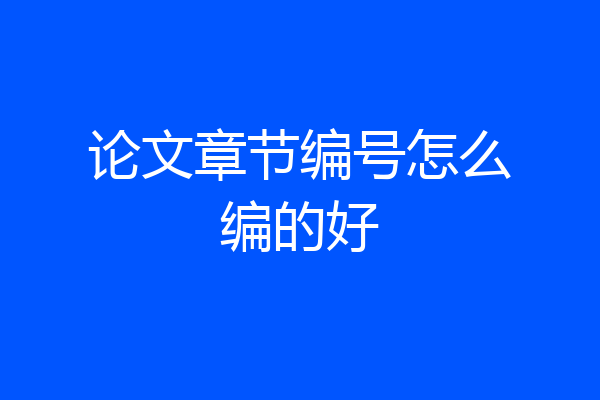 论文章节编号怎么编的好