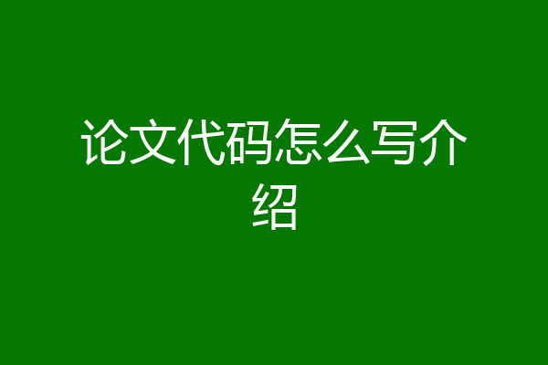 论文代码怎么写介绍