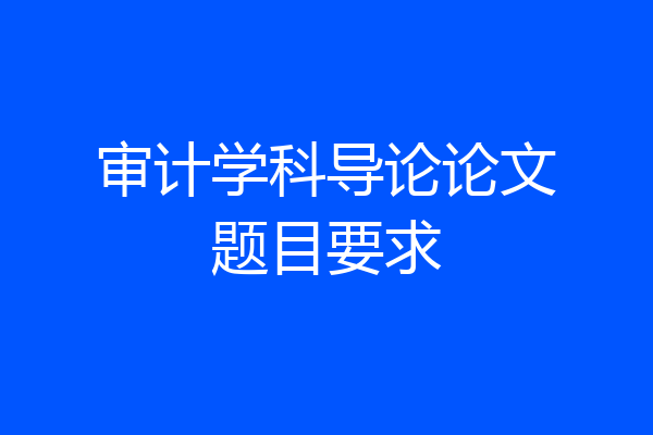 审计学科导论论文题目要求