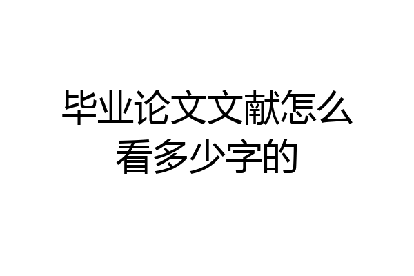 毕业论文文献怎么看多少字的