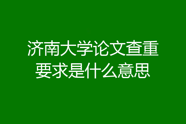 济南大学论文查重要求是什么意思