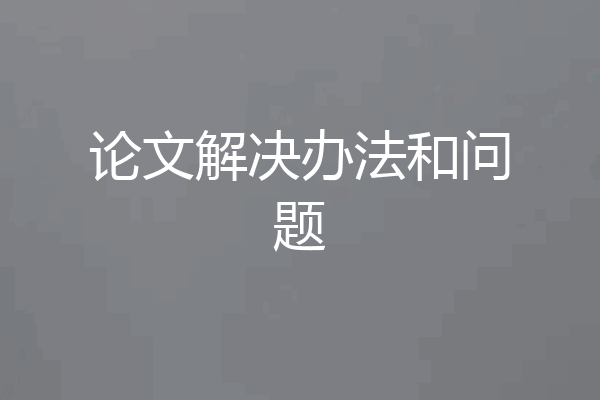 论文解决办法和问题