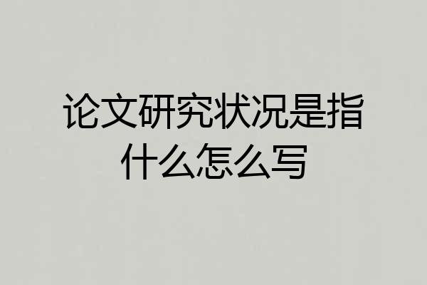 论文研究状况是指什么怎么写