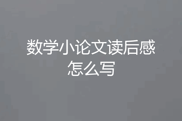 数学小论文读后感怎么写