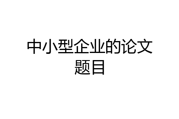 中小型企业的论文题目