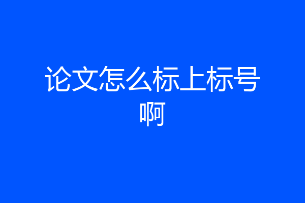 论文怎么标上标号啊