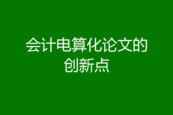 会计电算化论文的创新点