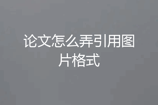 论文怎么弄引用图片格式