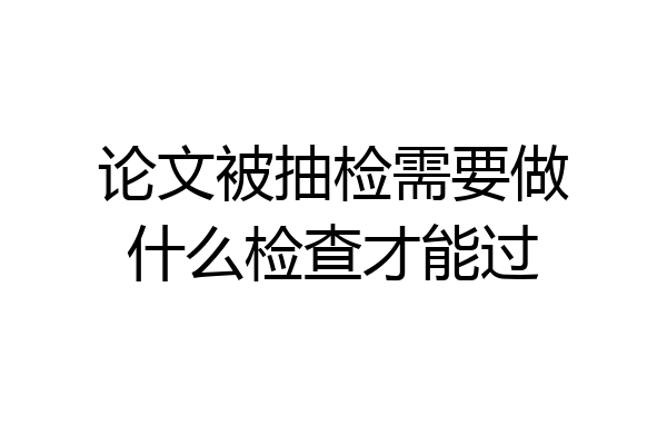 论文被抽检需要做什么检查才能过