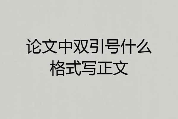 论文中双引号什么格式写正文