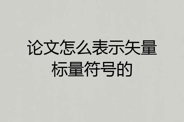 论文怎么表示矢量标量符号的