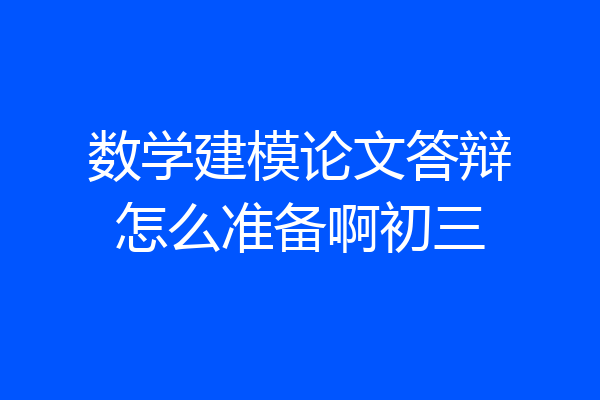数学建模论文答辩怎么准备啊初三