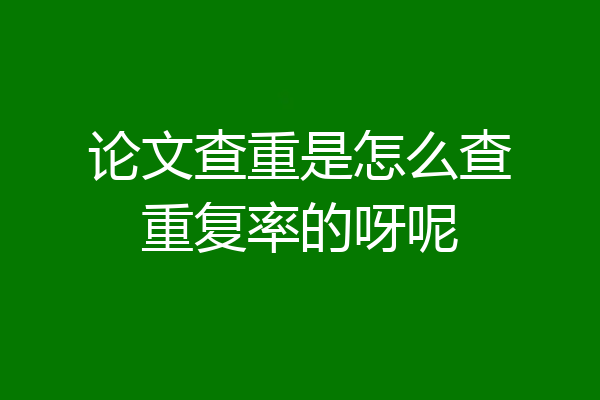 论文查重是怎么查重复率的呀呢