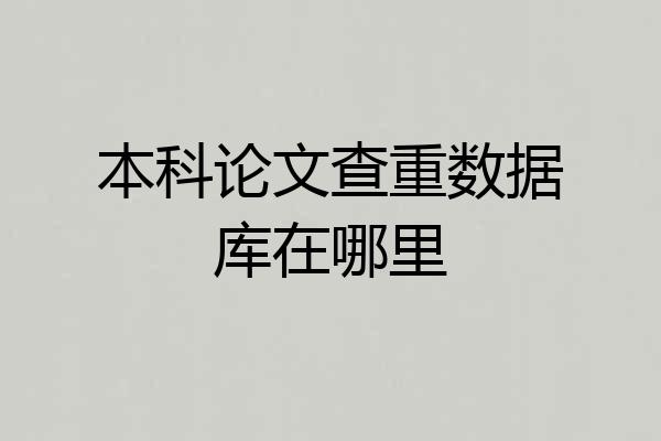 本科论文查重数据库在哪里