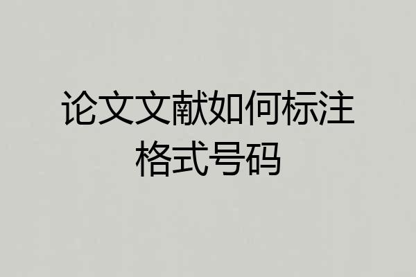 论文文献如何标注格式号码