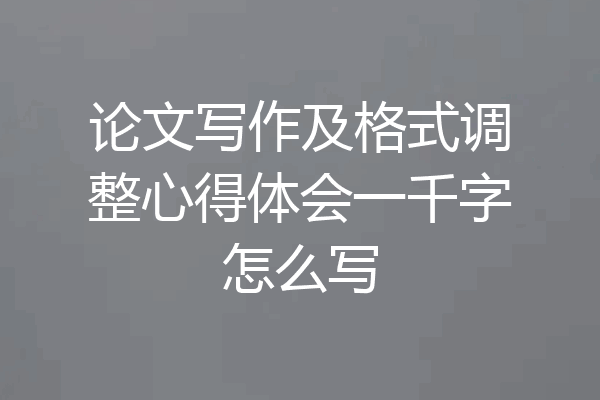 论文写作及格式调整心得体会一千字怎么写