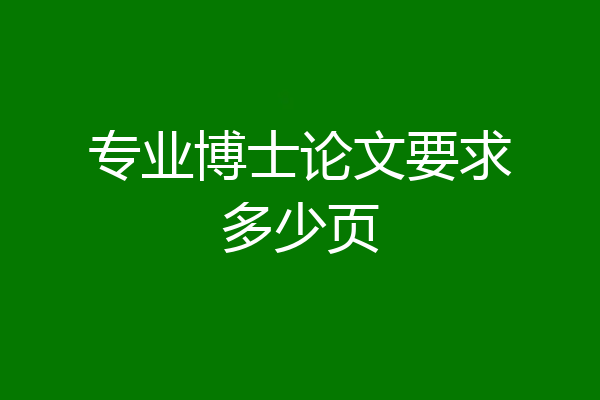 专业博士论文要求多少页