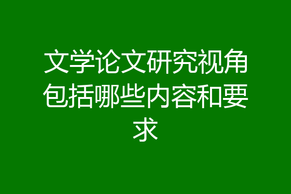 文学论文研究视角包括哪些内容和要求