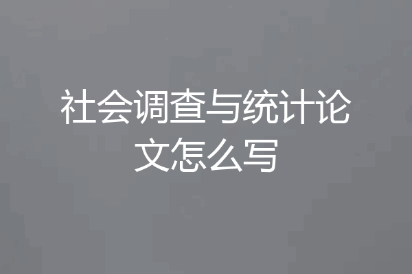 社会调查与统计论文怎么写