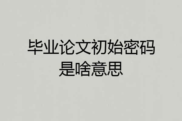 毕业论文初始密码是啥意思