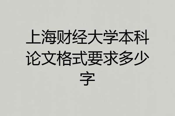 上海财经大学本科论文格式要求多少字
