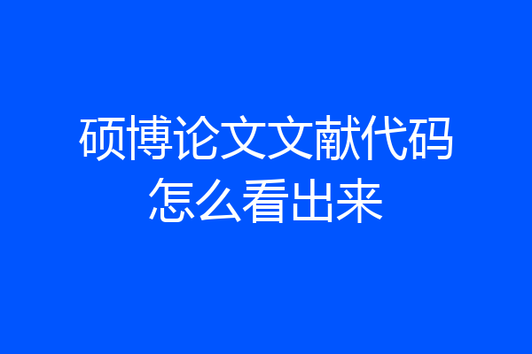 硕博论文文献代码怎么看出来