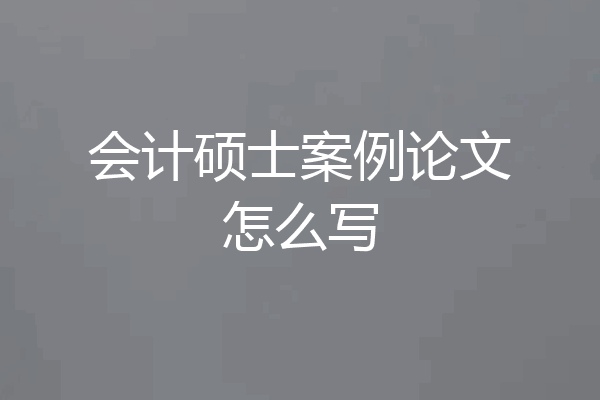 会计硕士案例论文怎么写