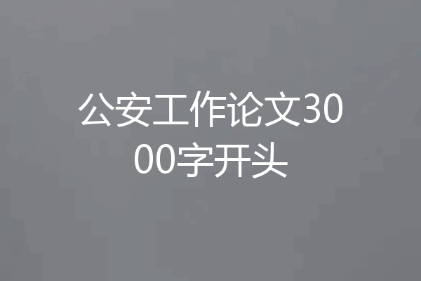 公安工作论文3000字开头