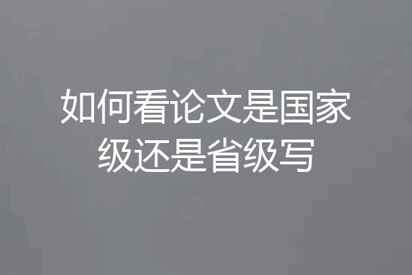 如何看论文是国家级还是省级写