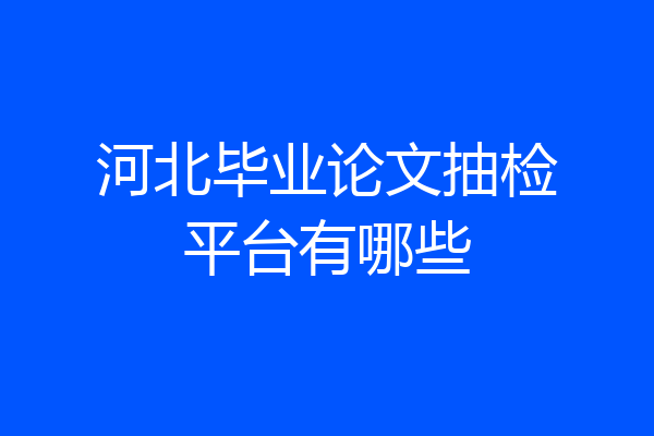 河北毕业论文抽检平台有哪些