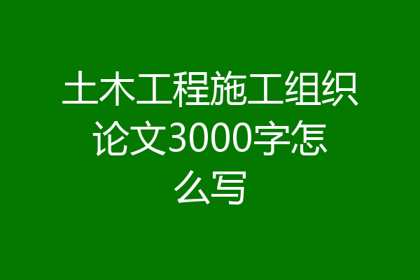 土木工程施工组织论文3000字怎么写