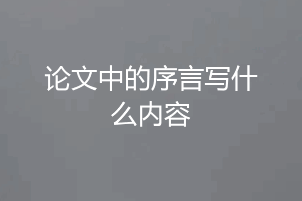 论文中的序言写什么内容