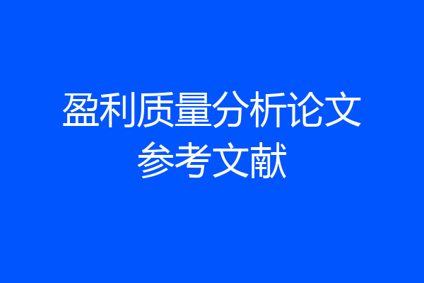 盈利质量分析论文参考文献