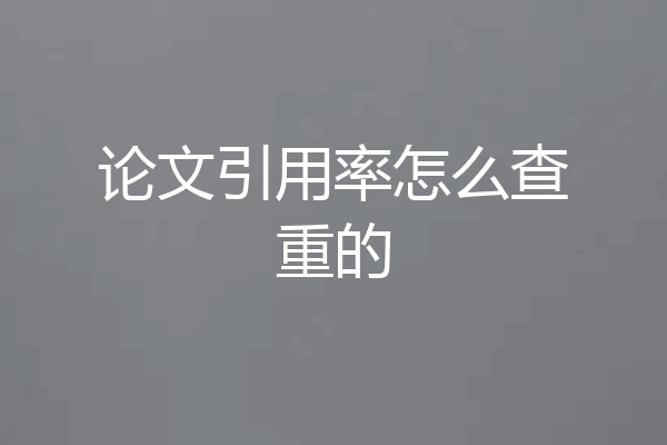 论文引用率怎么查重的