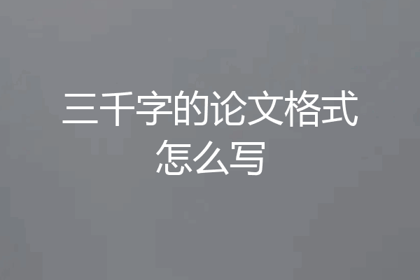 三千字的论文格式怎么写