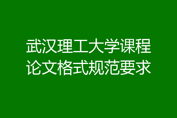 武汉理工大学课程论文格式规范要求