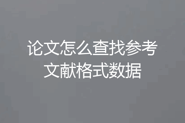 论文怎么查找参考文献格式数据