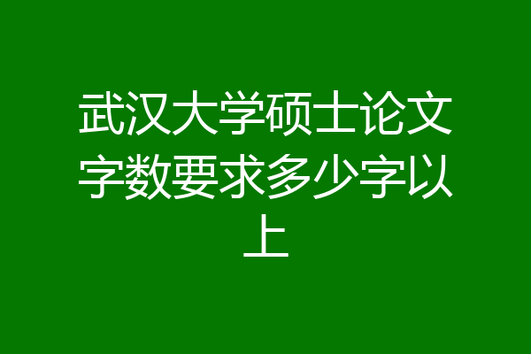 武汉大学硕士论文字数要求多少字以上