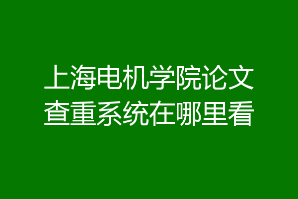 上海电机学院论文查重系统在哪里看