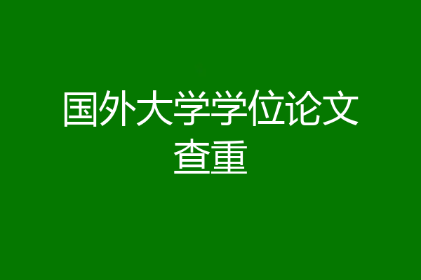 国外大学学位论文查重