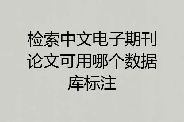检索中文电子期刊论文可用哪个数据库标注