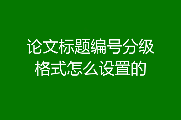论文标题编号分级格式怎么设置的