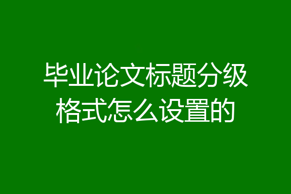 毕业论文标题分级格式怎么设置的