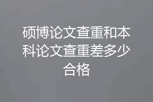 硕博论文查重和本科论文查重差多少合格