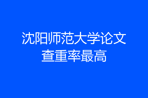 沈阳师范大学论文查重率最高