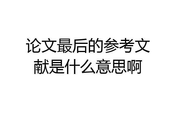 论文最后的参考文献是什么意思啊