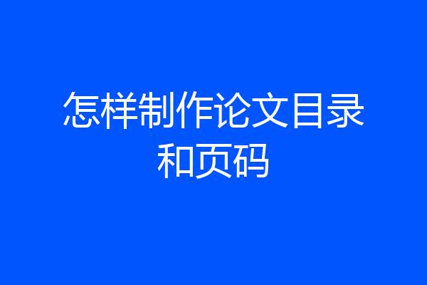 怎样制作论文目录和页码